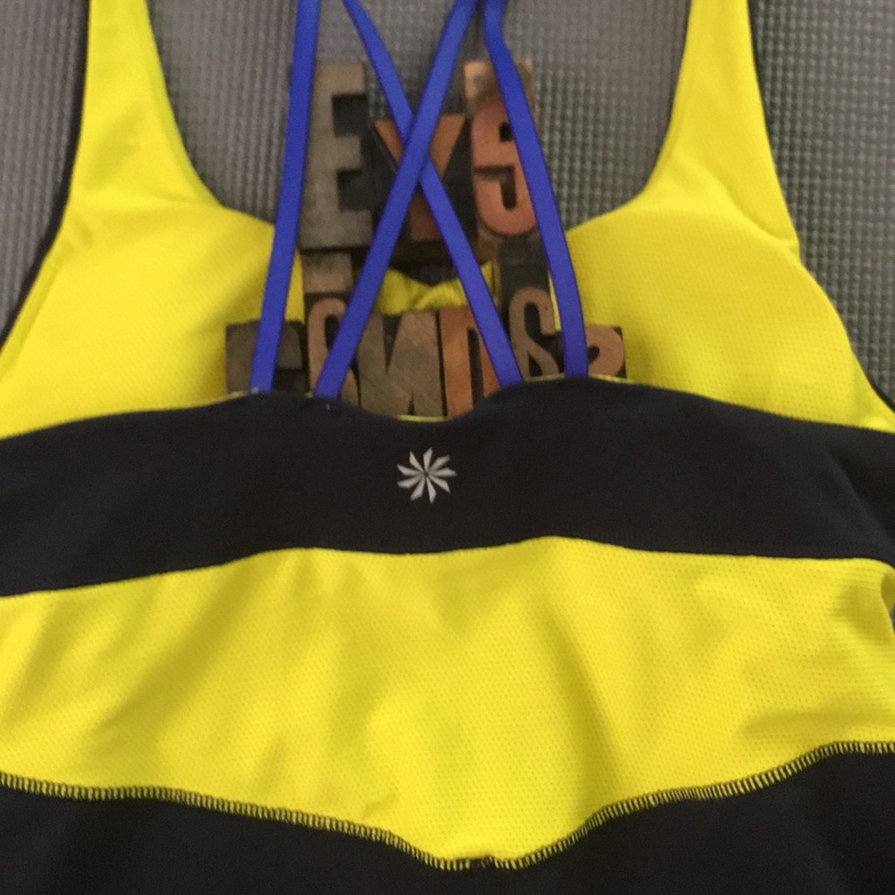 ATHLETA Workout Tank in Black/Chartreuse/Blue - Picture 7 of 8